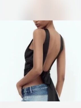 Zara Black Open-Back Tie-Back Camisole